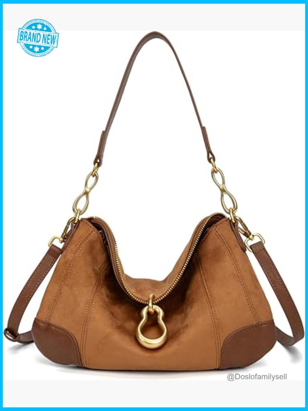 Small Hobo Purse with Metal Pendant Embellished Retro Satchel Handbag